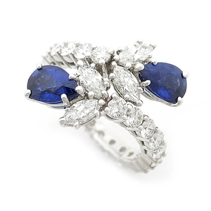 [ green shop pawnshop ] Harry Winston sapphire * diamond ring Pt950[ used ]