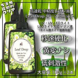 黄変ゼロ 速乾&LED硬化レジン液100g 2本 リーフドロップ