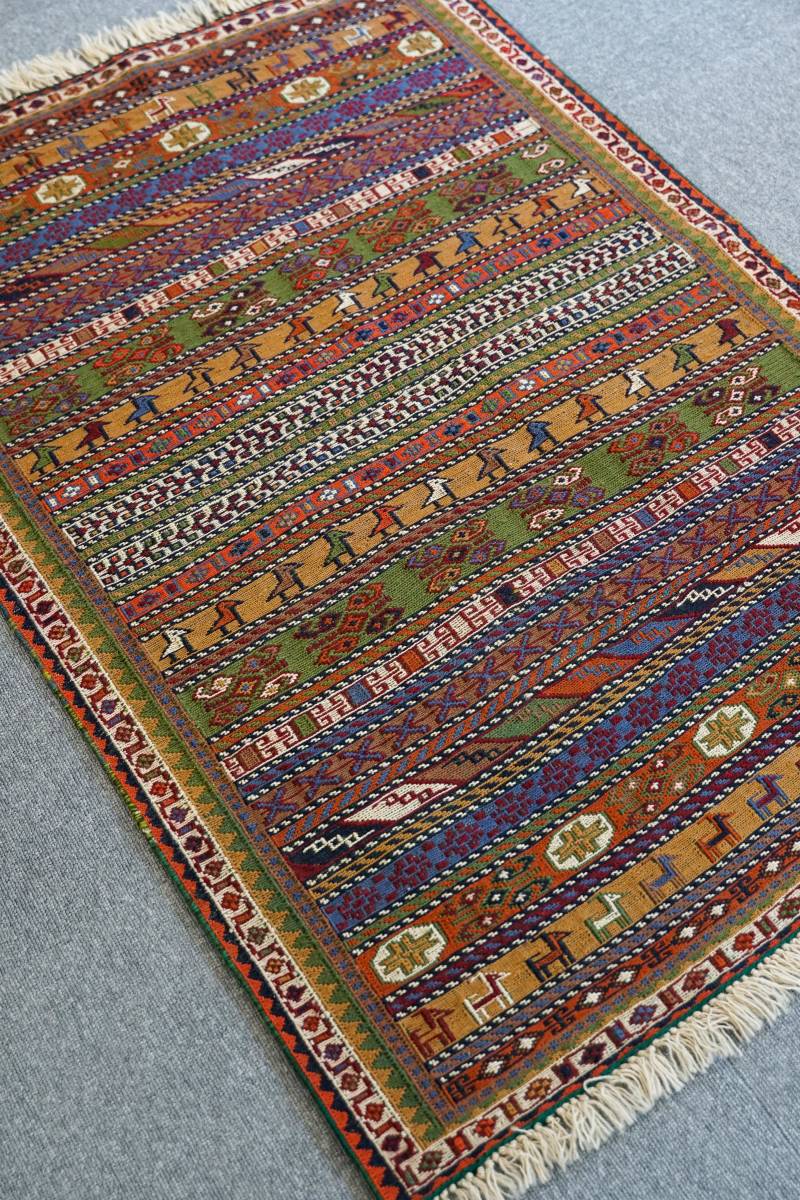 ペルシャキリム 手織り絨毯 アクセントラグ size:115×77cm 住まい
