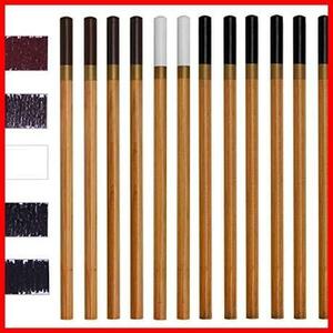 鉛筆 デッサン 色鉛筆 スケッチ鉛筆 チャコールペンシル 6色炭素芯 12本セット チャコール鉛筆 絵図 素描 画材 美術用品