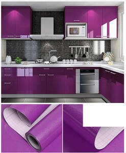 キッチンシート パープル 紫色 60cmｘ10m 壁紙シール 防水 耐熱 DIY