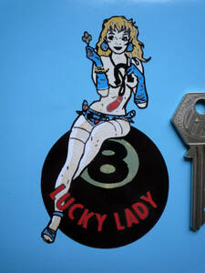 送料無料 LUCKY LADY Eight Ball ラッキー レディ ステッカー デカール 60mm × 105mm