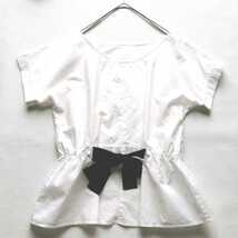 スピックアンドスパン　ブラウス　白シャツ　コットンシャツ　リボン　日本製_画像3