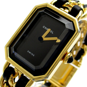 シャネル 時計 プルミエール レディース ゴールド 黒文字盤 CHANEL 腕時計 クォーツ Mサイズ M