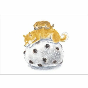 可愛い柴犬の画家　村田なつか額付ミニアート　「しばいぬとおやつ　豆大福」在庫限りです。