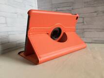 iPad mini5/mini4 共用 オレンジ レザーケース 360度回転機能 スタンド機能 自動スリープ機能付き_画像1