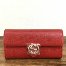 ☆送料無料☆ 未使用品 GUCCI 長財布 615524 レッド インターロッキング 箱付き 311_画像2