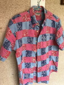 夏用パッチシャツ L 半袖シャツ vintage