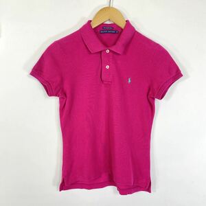 RALPH LAUREN ラルフローレン ポニー刺繍 サイドスリット ポロシャツ レディース 半袖 トップス Mサイズ ピンク
