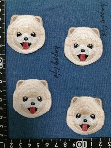 4枚入犬 いぬ刺繍アイロンワッペン