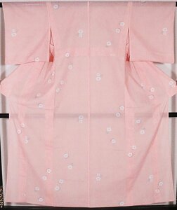 絽 小紋 高級化繊 ピンク 撫子 ki26727 Mサイズ 未使用品 夏着物 レディース 7月8月 シーズン 送料無料