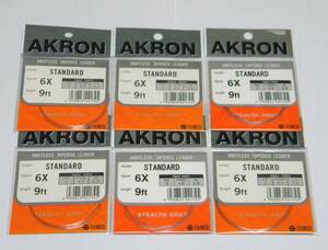 【フライ用リーダー】 アクロン/AKRON STANDARD 6X-9ft. 6本セット