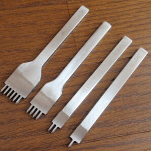 菱目打ち 3mm ピッチ 4本セット(1, 2, 4, 6本目) 革 穴あけ レザークラフト工具