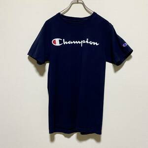 アメリカ古着　CHAMPION(チャンピオン) ネイビー　半袖Tシャツ　プリント　ワッペン　ロゴ　【C6】