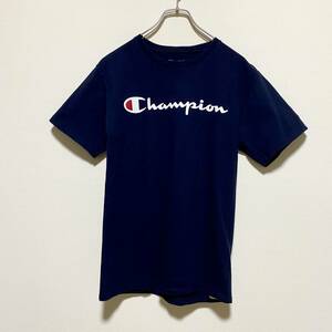 アメリカ古着　CHAMPION　チャンピオン　半袖Tシャツ　ネイビー　コットン　Sサイズ　【C87】