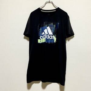 アメリカ古着　adidas アディダス　ビッグロゴ　半袖Tシャツ　ブラック　黒　【C130】