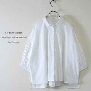 ■100円スタート■ハシゴレーススリーブコットンシャツ/ホワイト