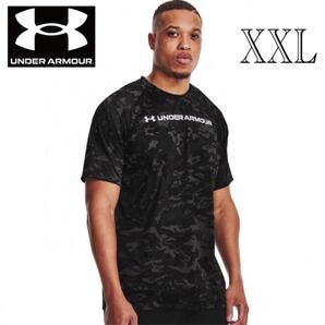 新品 UNDER ARMOUR アンダーアーマー メンズ 半袖機能Tシャツ UA TECH ABC CAMO ブラック XXL