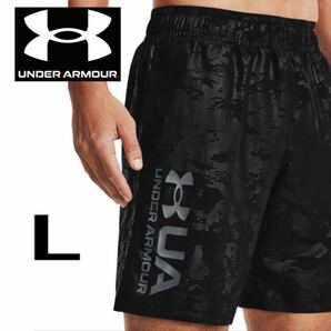 新品未使用　アンダーアーマー メンズ ウインドパンツ UA Woven Emboss Shorts ブラック　　Lsize