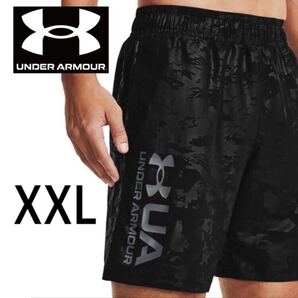 新品未使用 アンダーアーマー メンズ ウインドパンツ UA Woven Emboss Shorts ブラック XXLsize