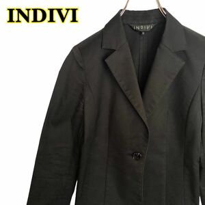 INDIVI インディヴィ　テーラードジャケット 黒　レディース　38サイズ　【AY0428】