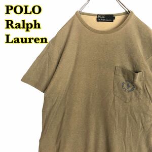 POLO Ralph Lauren Polo Ralph Lauren короткий рукав футболка . карман хаки мужской S размер [AY0459]