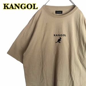 KANGOL カンゴール　WE GO 半袖Tシャツ　ロゴ刺繍　ベージュ　メンズ　Lサイズ　【AY0461】