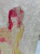 22A06-52:作者不明　水彩画　サイン有　裸婦　美女　ビンテージ　額縁寸法43.5×2×56_画像4