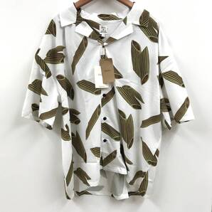 Revo ホワイト ペンネパターン 半袖シャツ ブラウス ルーズシルエット ショートスリーブ トップス 抜け感 メンズ レディース レヴォ