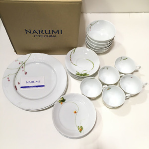 【送料無料】NARUMI　ナルミ　食器セット　＊22ピースホームセット＊　植物柄　大皿　カップ&ソーサー　小皿　取り皿　まとめ