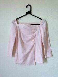  Kumikyoku * pink border car - ring cut and sewn long T-shirt size 2 M