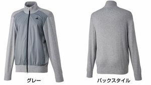 Mサイズ　adidas(アディダス)　レディース ゴルフ 綿100％長袖フルジップセーター ゴルフウェア　グレー系　※ラスト1点