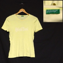 ベネトン イタリア製 スリムフィット ストレッチ ロゴ Tシャツ /カットソー 黄色 S_画像1