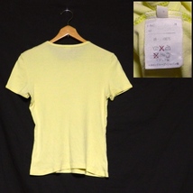 ベネトン イタリア製 スリムフィット ストレッチ ロゴ Tシャツ /カットソー 黄色 S_画像2