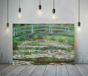モネ 睡蓮の池に架かる橋 ポスター 高級 キャンバス フレーム 付き 絵 A1 アート パネル 北欧 海外 絵画 グッズ インテリア