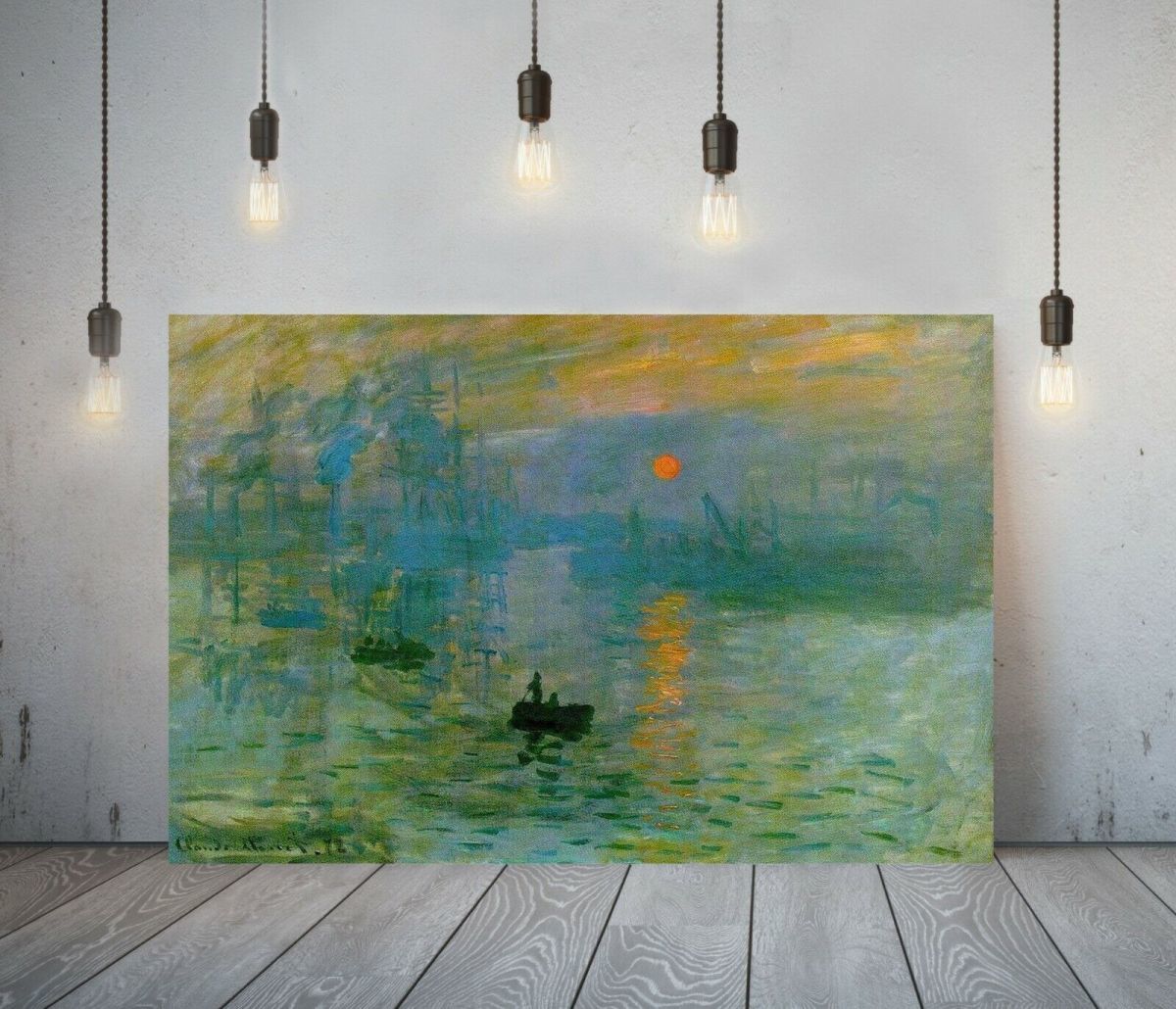 Affiche de lever du soleil avec Impression Monet, toile de haute qualité, image encadrée A1, panneau d'art, peinture nordique étrangère, produits d'intérieur, Documents imprimés, Affiche, autres