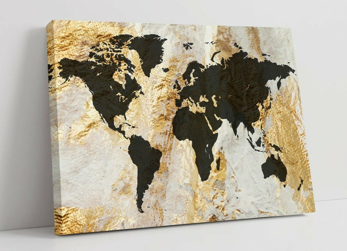 世界地図 ワールドマップ ポスター 高級 キャンバス フレーム 付 絵 A1 アート パネル 北欧 海外 絵画 グッズ インテリア, 印刷物, ポスター, その他