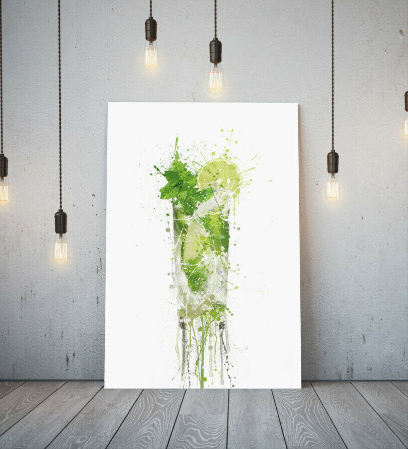 Cocktail Mojito Poster High Quality Canvas Framed Picture A1 Art Panel Nordic Foreign Painting Abstract Cafe Bar Stylish Interior 4, Printed materials, Poster, others