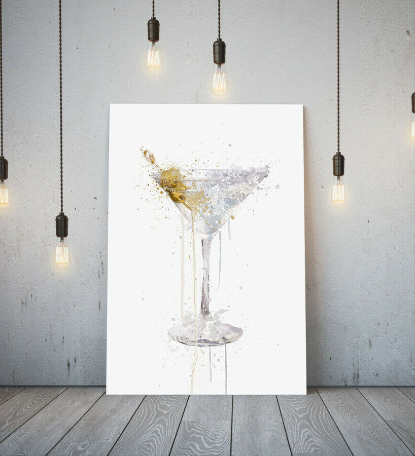 Cocktail Martini Poster High Quality Canvas Framed Picture A1 Art Panel Nordic Foreign Painting Abstract Cafe Bar Stylish Interior, Printed materials, Poster, others