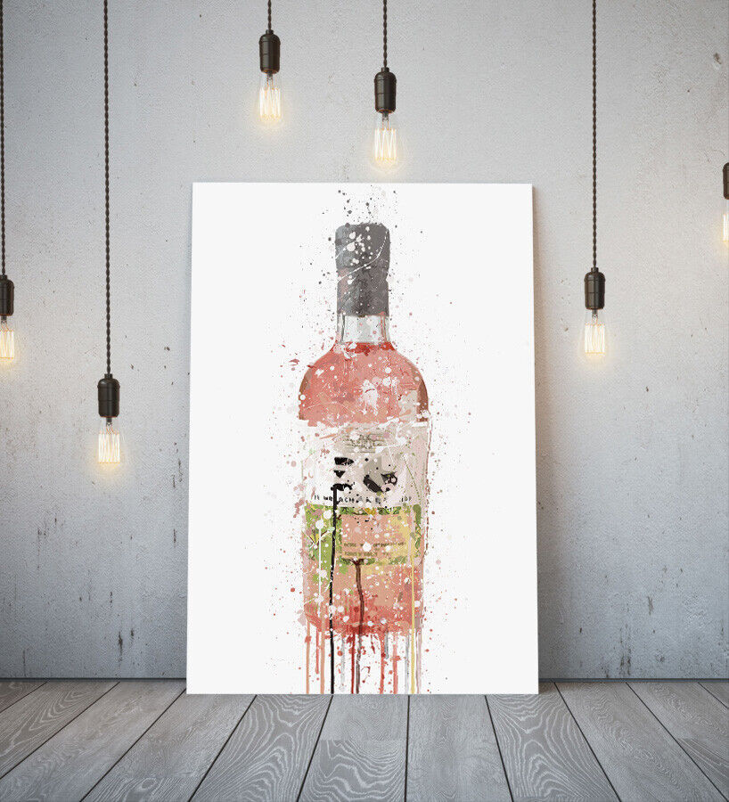 Bouteille de gin rose Poster, Image encadrée sur toile de haute qualité., Panneau artistique A1, scandinave, Étranger, Peinture, Abstrait, Café, Élégant, Intérieur, 1, Documents imprimés, Affiche, autres