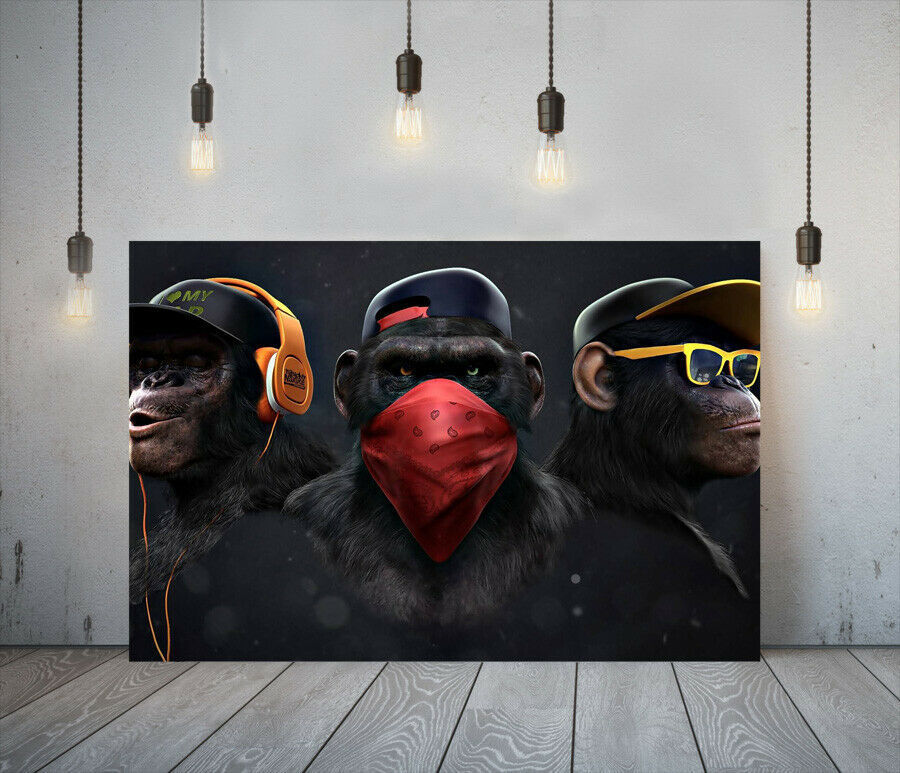 Póster con marco de lienzo de lujo Banksy Swag Monkey, imagen A1, Panel artístico nórdico en el extranjero, productos fotográficos, pintura Interior elegante 1, Materiales impresos, Póster, otros