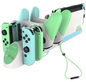 Joy-Con 充電スタンド 4台ジョイコン 2台プロコン 同時充電可能 収納 充電状態を示す指示ランプ搭載 プロ (グリーン)