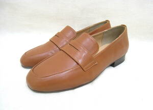 未使用品◆Lugnoncure ルノンキュール コインローファー 革靴 レディース サイズL キャメルブラウン系