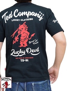 ステンシルテッドマン半袖Tシャツ◆TEDMAN/テッドマン ブラックMサイズ（サイズ40）TDSS-547 エフ商会 アメカジ 赤鬼 efu