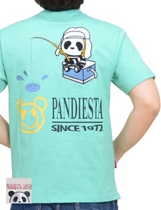 Fishingパンダ半袖Tシャツ◆PANDIESTA JAPAN ミントMサイズ 582851 パンディエスタジャパン 釣り フィッシング 刺繍