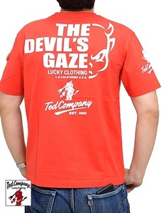 THE DEVIL'S GAZE半袖Tシャツ◆TEDMAN/テッドマン レッドSサイズ（サイズ38）TDSS-543 エフ商会 アメカジ 赤鬼 efu