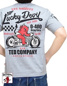 MOTORCYCLE半袖Tシャツ◆TEDMAN/テッドマン アッシュMサイズ（サイズ40）TDSS-542 エフ商会 アメカジ 赤鬼 efu バイク