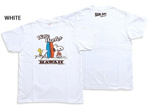 SUN SURF×PEANUTS半袖Tシャツ「WAVE HUNTER」◆SUN SURF ホワイトSサイズ SS78751 サンサーフ ピーナッツ ハワイアン アロハシャツ 東洋