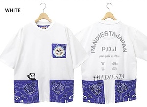 バンダナ切替BIGTシャツ◆PANDIESTA JAPAN ホワイトXLサイズ 582952 パンディエスタジャパン ビッグシルエット ゆったりめ