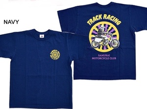 FTR223ヘヴィーウェイト半袖Tシャツ◆サムライジーンズ ネイビーXXLサイズ MCT21-101 SAMURAI JEANS サムライ倶楽部 バイク 日本製